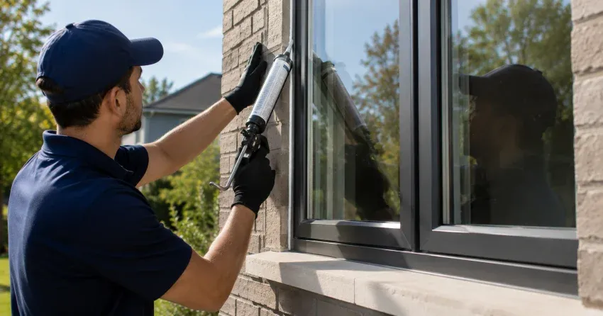 Aluminum window frame with double glazed insulated glass unit installed in a residential wall in Orchard Point, Orillia