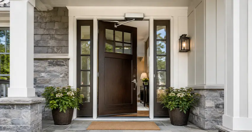residential automatic door opener installed on exterior entry door in West Ridge, Orillia