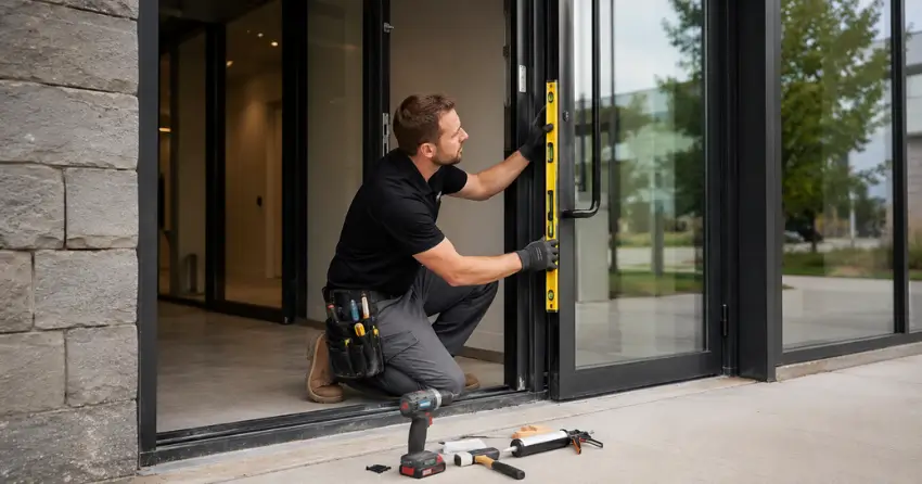 commercial glass door frame installation Tudhope, Orillia