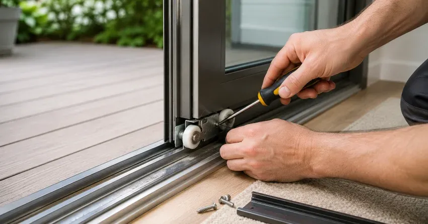 sliding door fix Cedar Island, Orillia technician diagnosing track issue