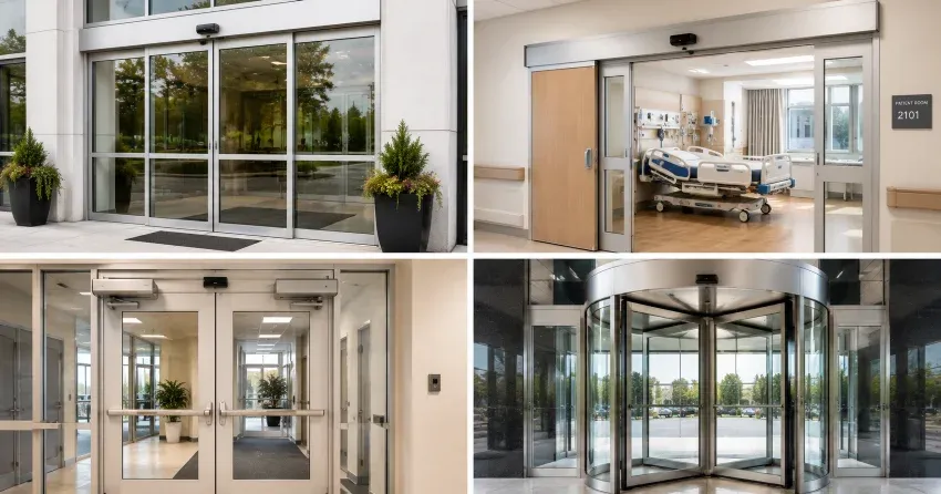 automatic door services technician completing system diagnostic in Orillia